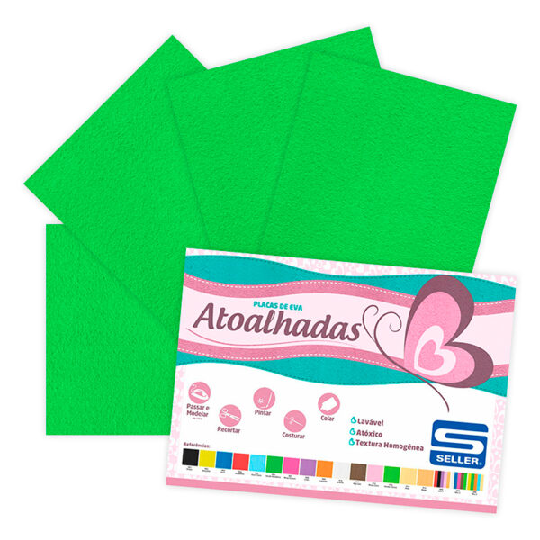 EVA Atoalhado - 60cm x 40cm - pacote com 5 - 916 Verde Limão