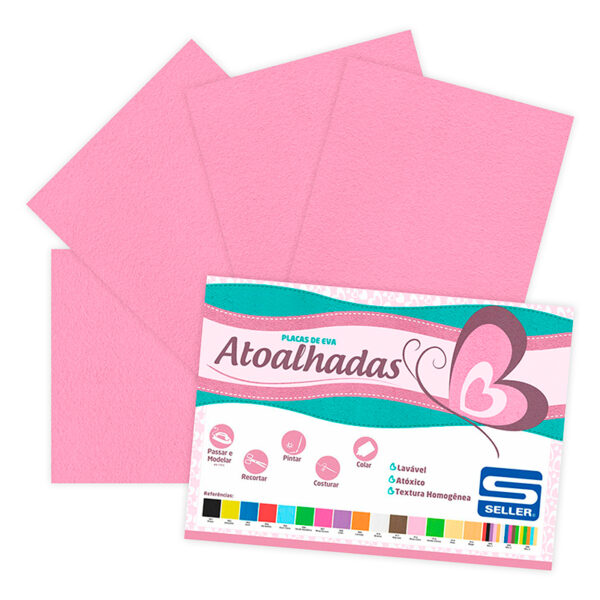 EVA Atoalhado - 60cm x 40cm - pacote com 5 - 912 Rosa Claro
