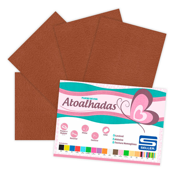 EVA Atoalhado - 60cm x 40cm - pacote com 5 - 911 Marrom