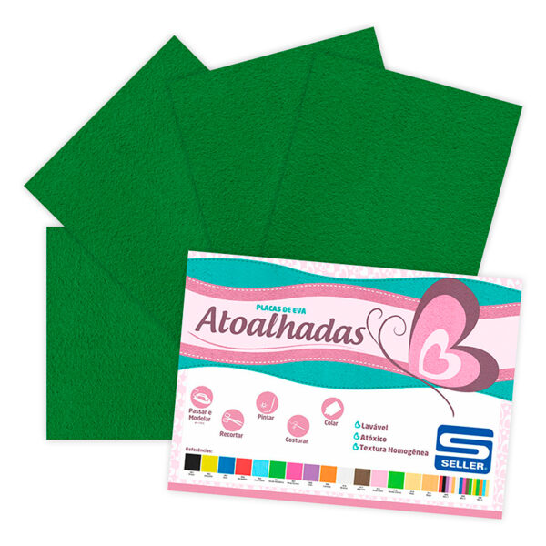 EVA Atoalhado - 60cm x 40cm - pacote com 5 - 906 Verde Bandeira