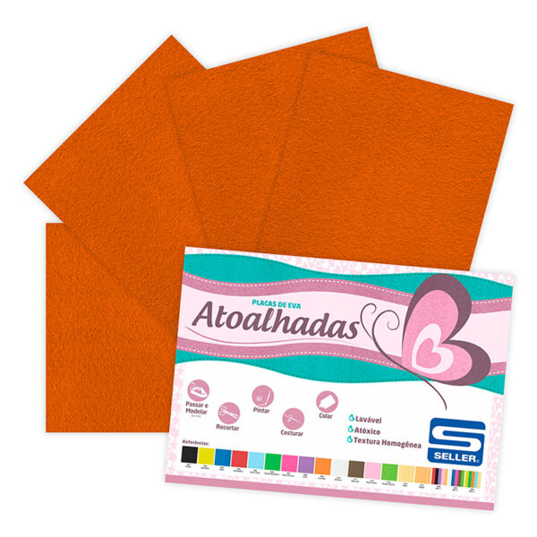 EVA Atoalhado - 60cm x 40cm - pacote com 5 - 909 Laranja