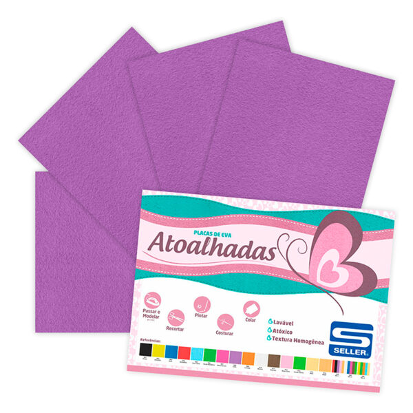 EVA Atoalhado - 60cm x 40cm - pacote com 5 - 908 Lilás