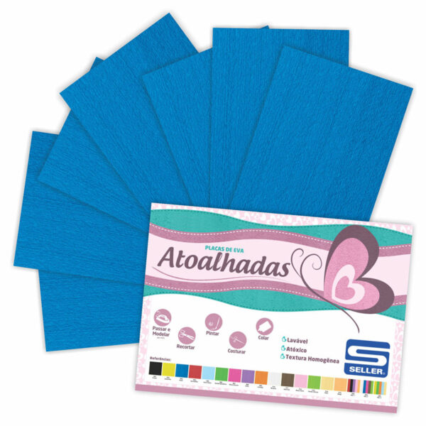 EVA Atoalhado - 60cm x 40cm - pacote com 5 - 903 Azul Royal