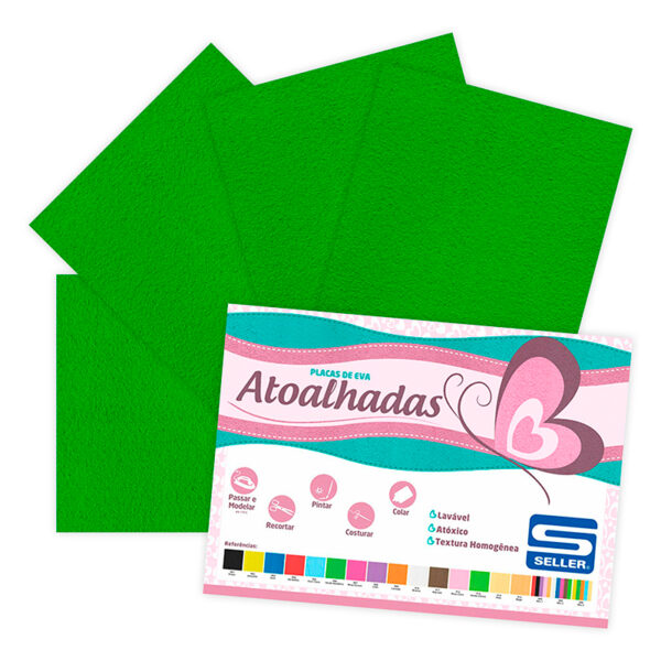 EVA Atoalhado - 60cm x 40cm - pacote com 5 - 913 Verde Cítrico