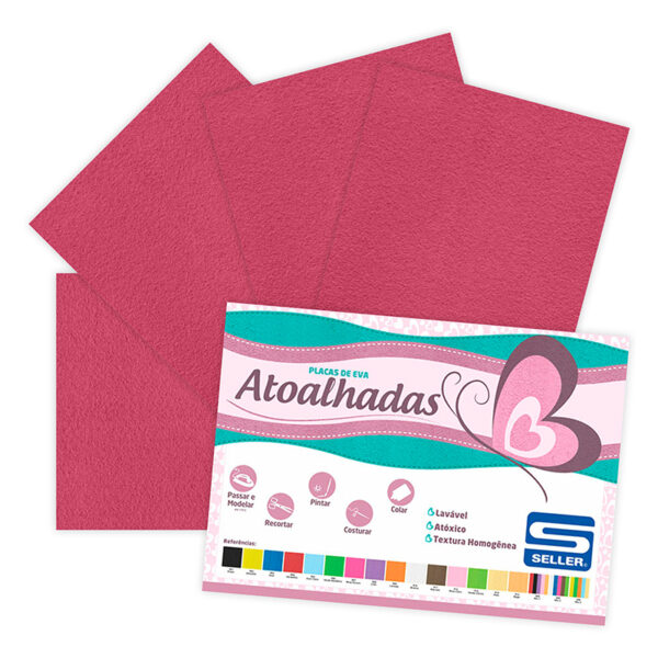 EVA Atoalhado - 60cm x 40cm - pacote com 5 - 907 Rosa Escuro